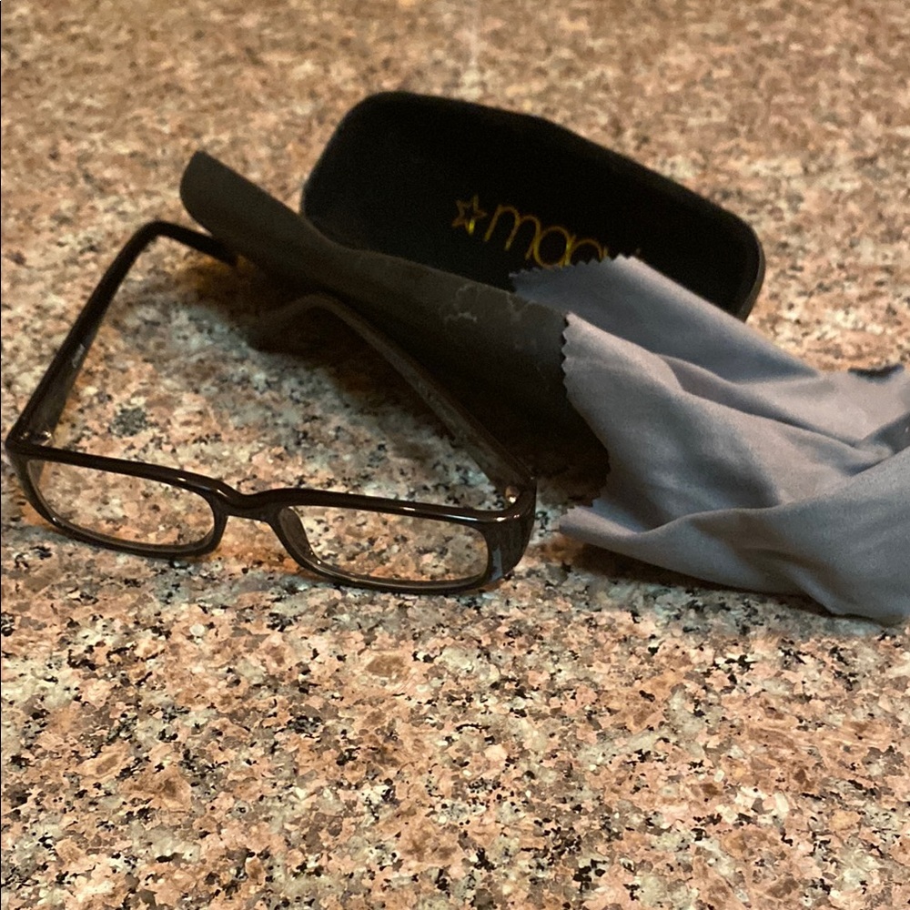 Black Rectangular Glasses with Case